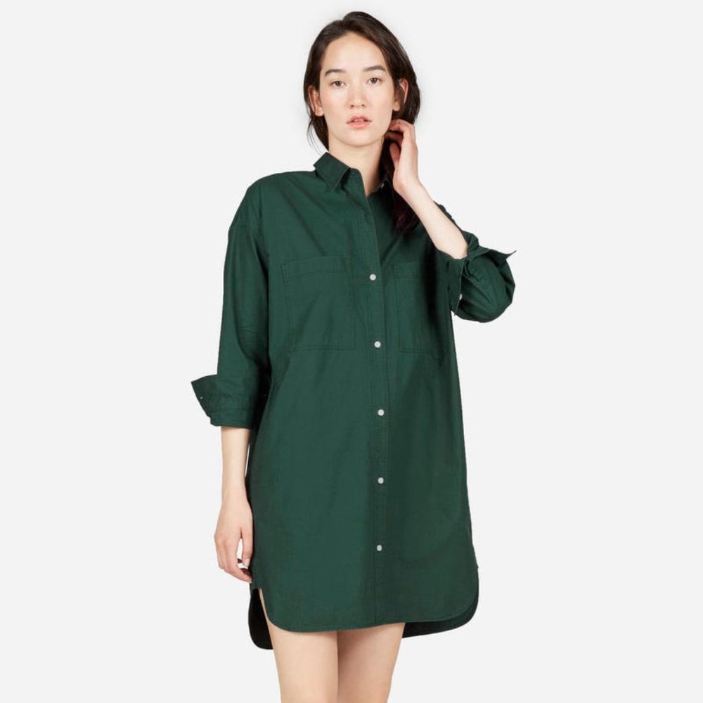 EUC Green Everlane Two Pocket Shirt Dress